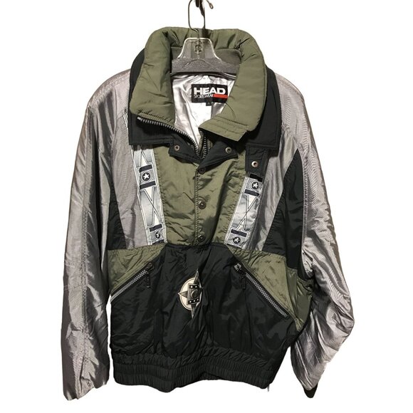 Vintage Head Taupe‎ Silver Black Pull Over Jacket - Picture 1 of 4